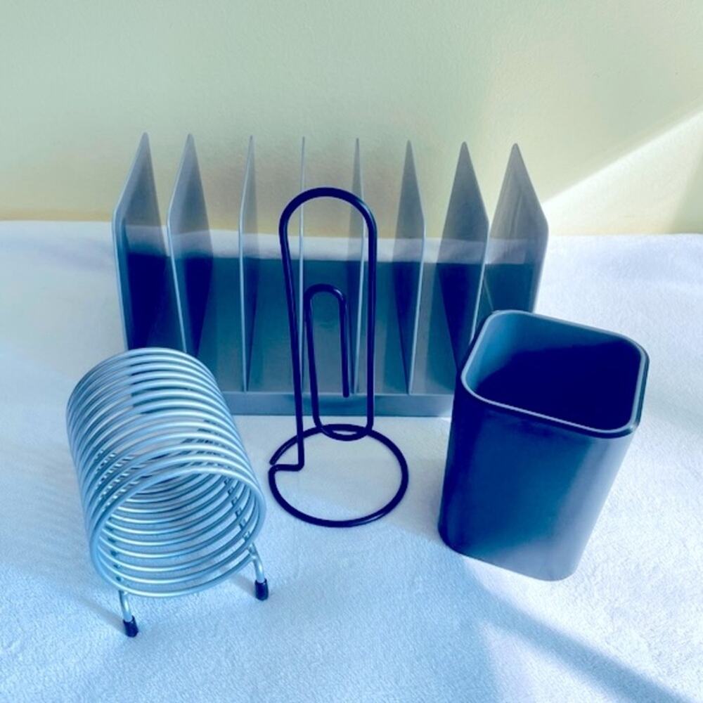 Vtg Spiral Organizer Note Holder Sorter Cup Supplies Paperclip Note Stand